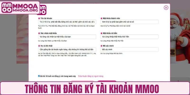 Điền đủ thông tin biểu mẫu đăng ký của nhà cái