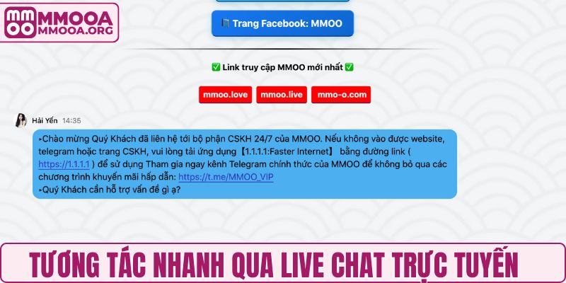 Tương tác nhanh qua live chat trực tuyến
